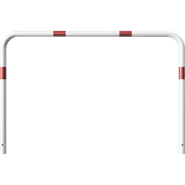 Hoop of steel tube |  48 x 2,5 mm | without cross bar | for casting in concrete | total width 1500 mm | total height 1000 mm | hot-dip galvanized and white coatedwith red reflecting stripes